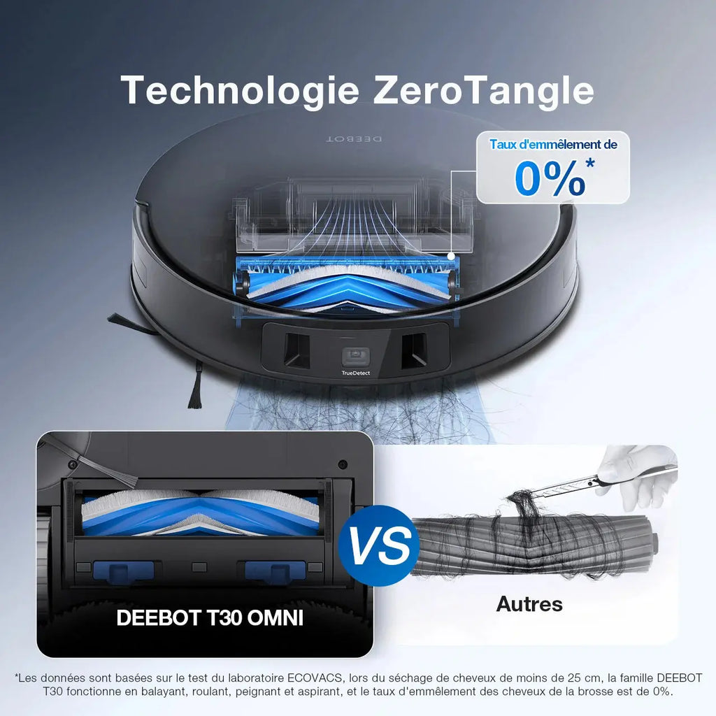 DEEBOT T30 OMNI Aspirateur Robot Laveur Noir avec Cartographie (IA, Mini, Puissant)