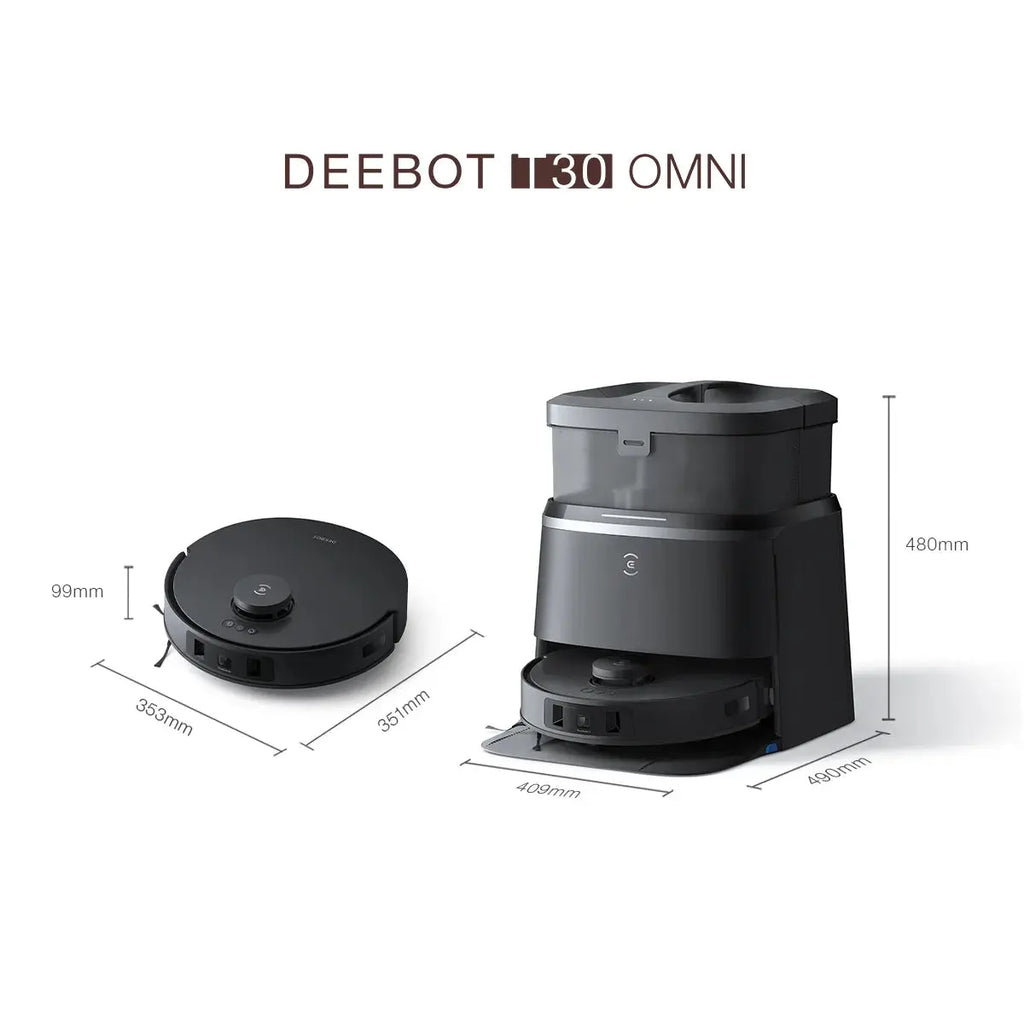 DEEBOT T30 OMNI Aspirateur Robot Laveur Noir avec Cartographie (IA, Mini, Puissant)