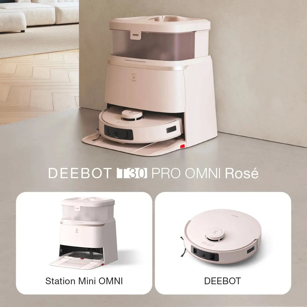 DEEBOT T30 OMNI Aspirateur Robot Laveur Noir avec Cartographie (IA, Mini, Puissant)