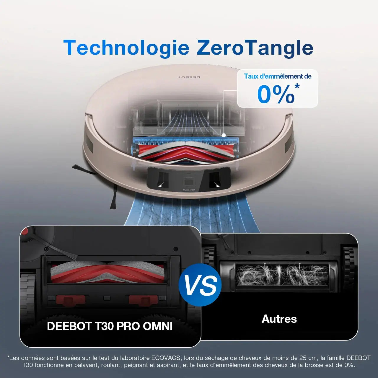 DEEBOT T30 OMNI Aspirateur Robot Laveur Noir avec Cartographie (IA, Mini, Puissant)